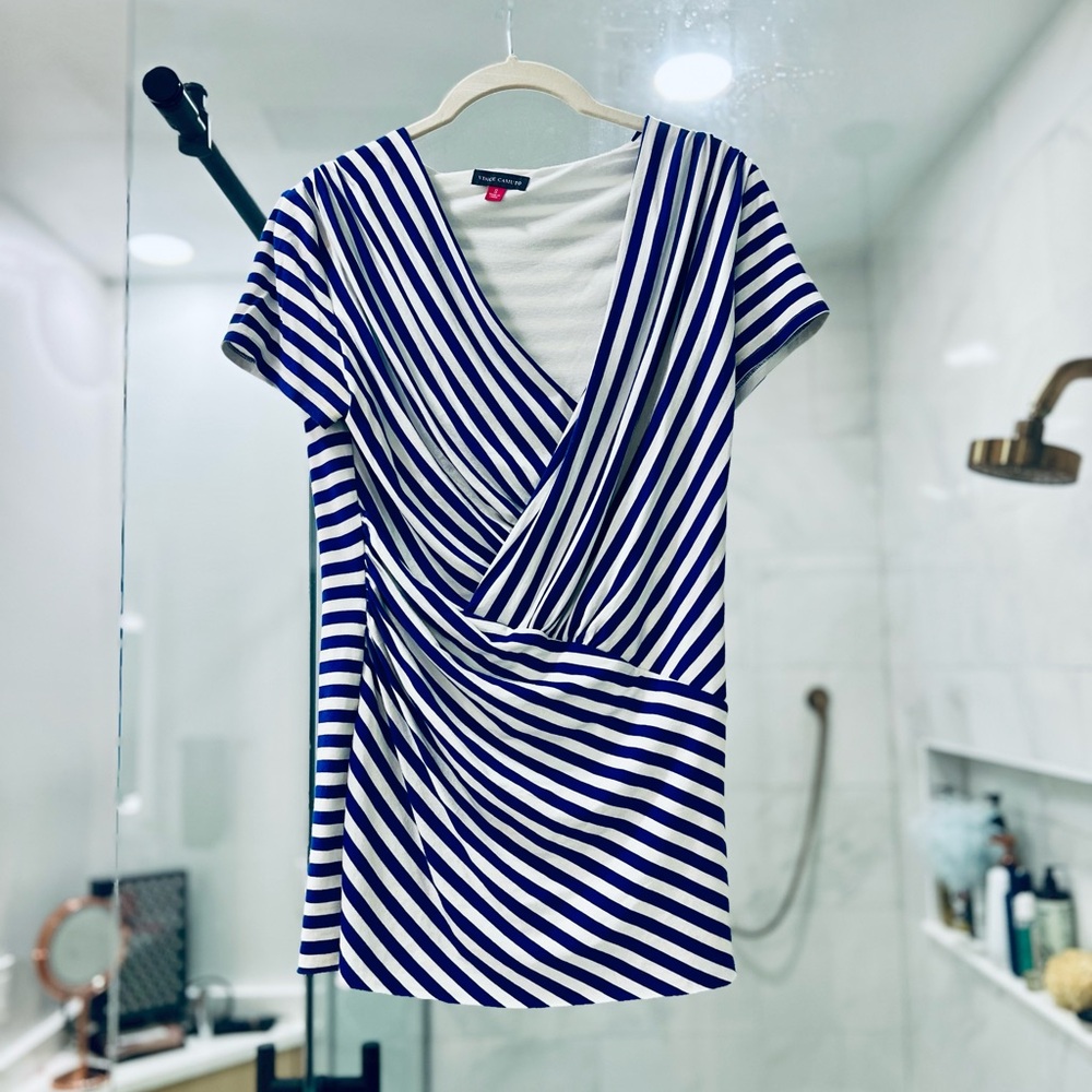 Vince Camuto - Striped V-Neck Wrap Top